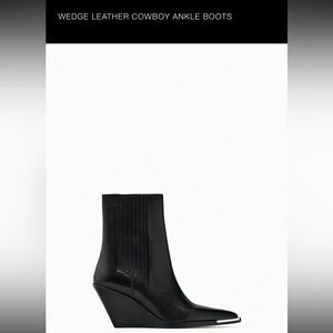 Zara Women’s WEDGE LEATHER COWBOY ANKLE BOOTS- 9M